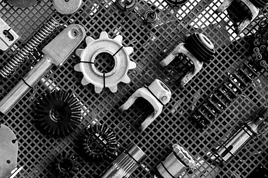 Neatly arranged parts and tools